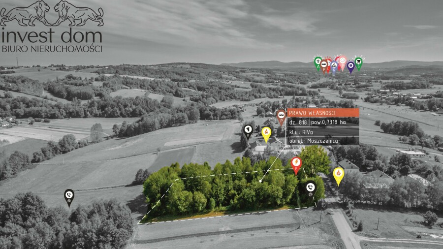 gorlicki, Moszczenica, Moszczenica, Tarnowska, Działka 0,73 ha Moszczenica k. Gorlic — widok, media, niska cena